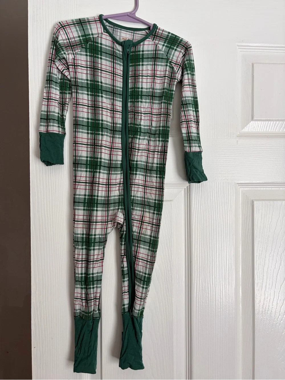 Little Sleepies Green Plaid One-Piece Footie Pajamas